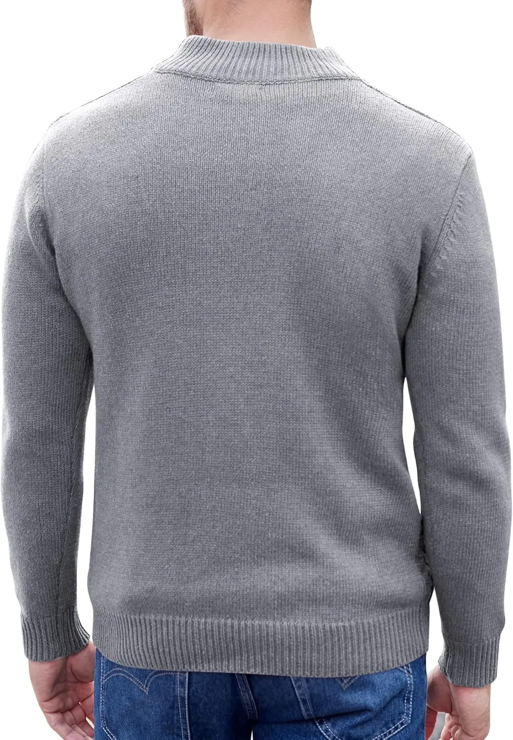 COOFANDY Men Mock Neck Button Sweater Casual Knitted Sweaters Fashion Henley Sweater