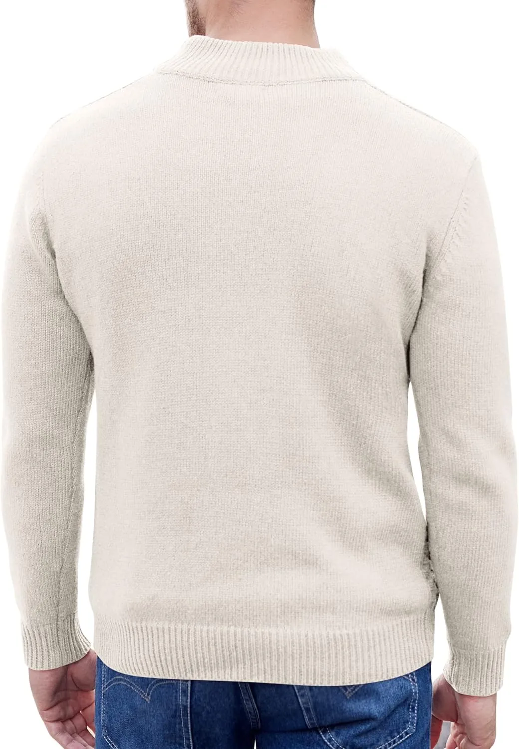 COOFANDY Men Mock Neck Button Sweater Casual Knitted Sweaters Fashion Henley Sweater