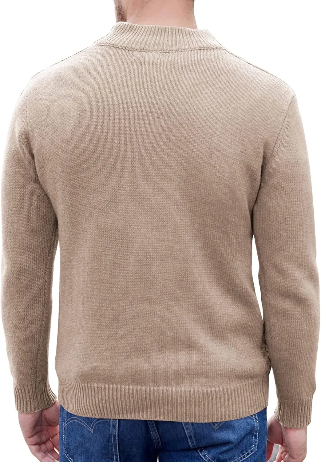 COOFANDY Men Mock Neck Button Sweater Casual Knitted Sweaters Fashion Henley Sweater