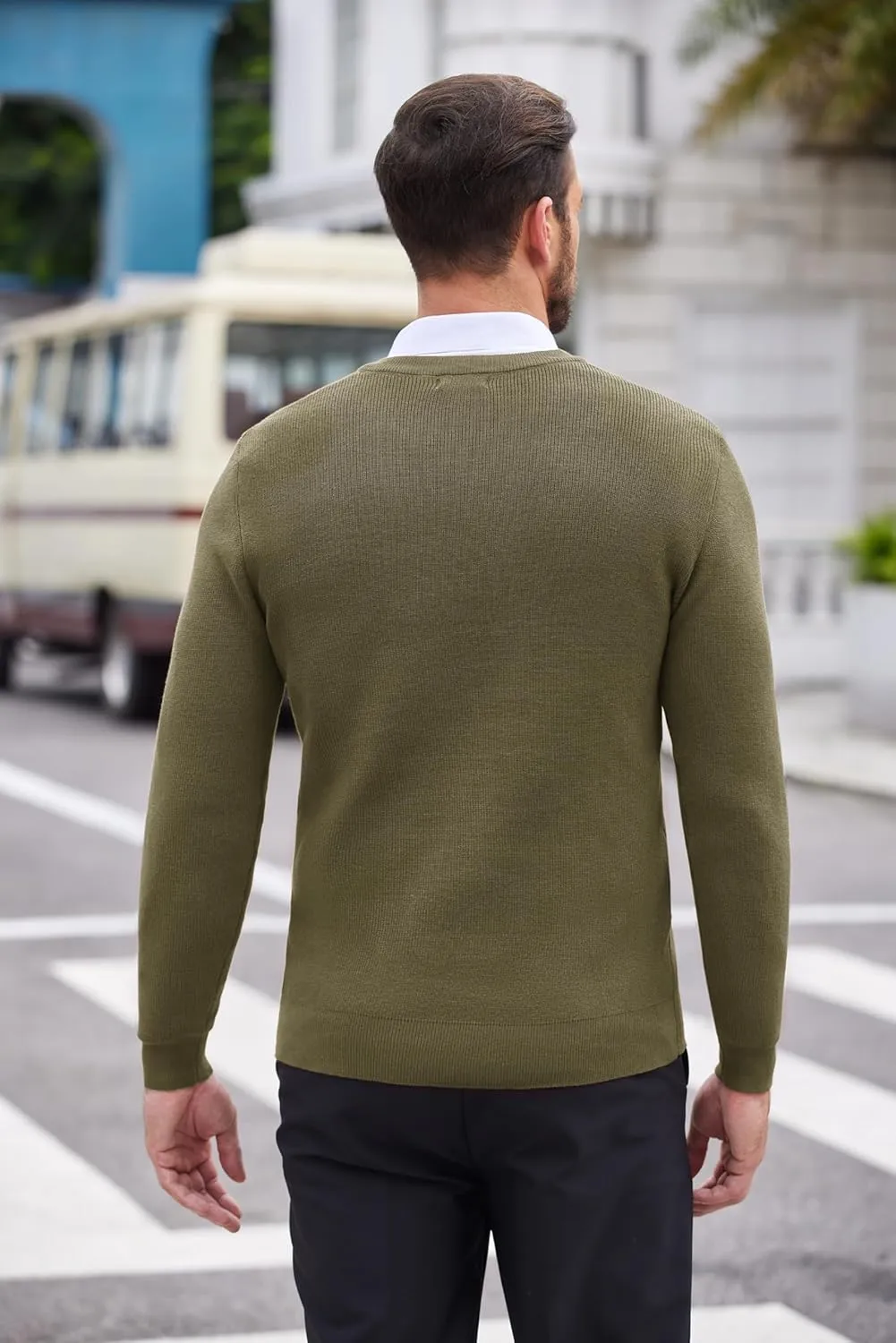 COOFANDY Men V Neck Dress Sweater Knit Long Sleeve Casual Slim Fit Pullover Sweater