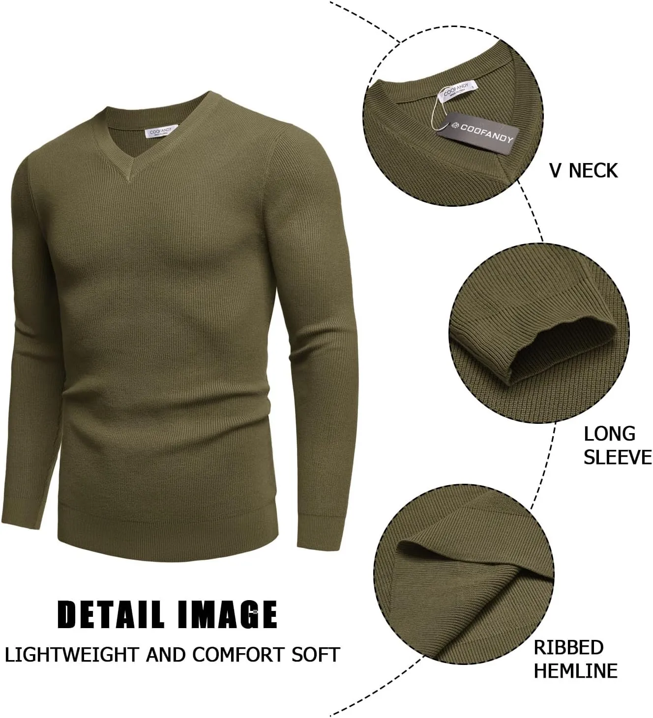 COOFANDY Men V Neck Dress Sweater Knit Long Sleeve Casual Slim Fit Pullover Sweater