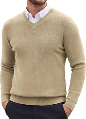 COOFANDY Men V Neck Dress Sweater Knit Long Sleeve Casual Slim Fit Pullover Sweater