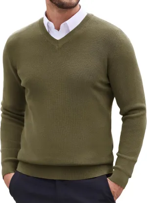 COOFANDY Men V Neck Dress Sweater Knit Long Sleeve Casual Slim Fit Pullover Sweater