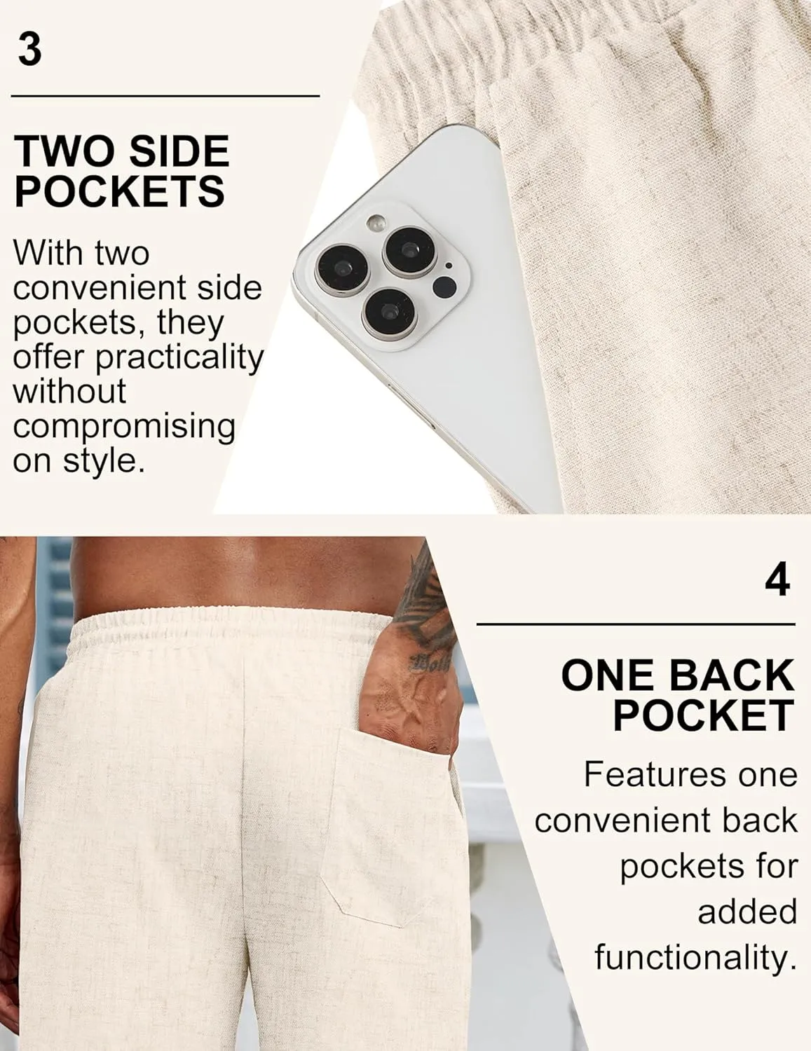 COOFANDY Mens Linen Shorts Casual Drawstring Elastic Waist Lightweight Summer Vacation Beach Shorts