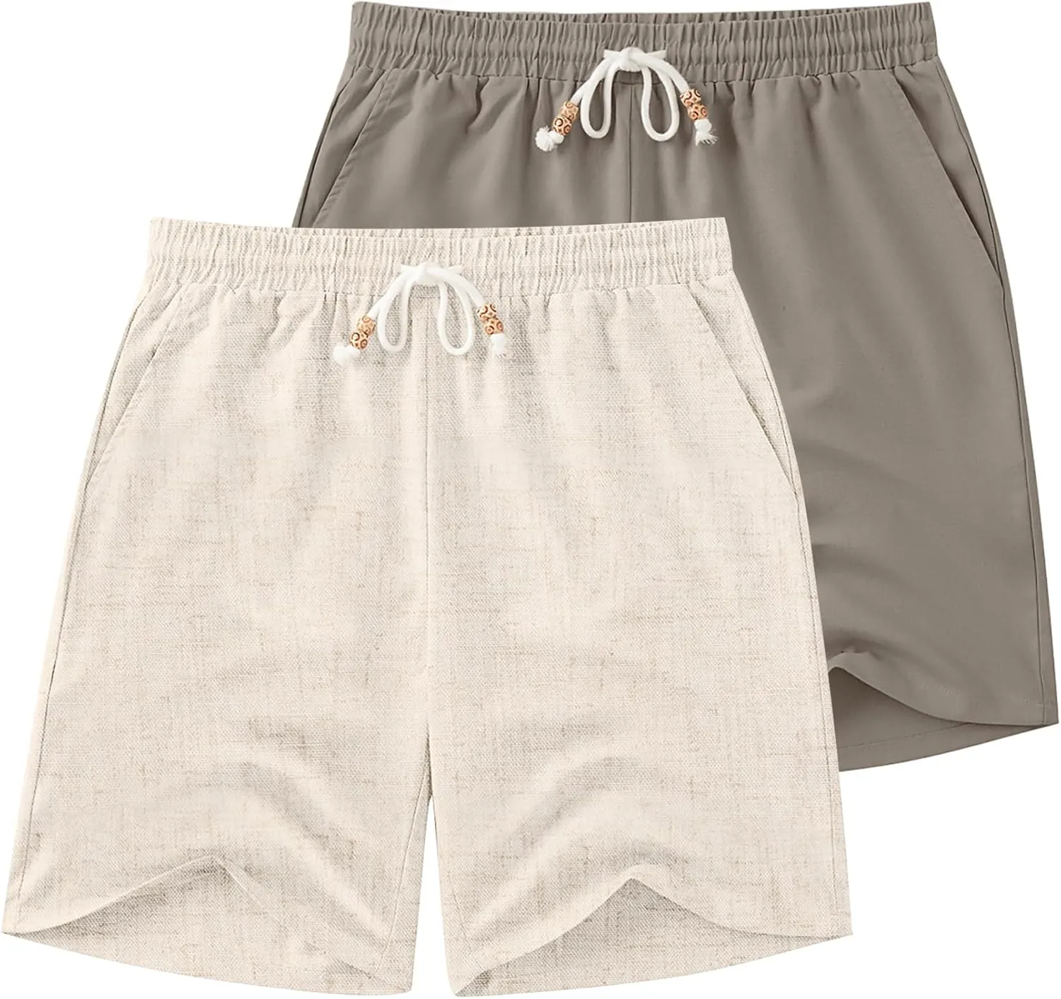 COOFANDY Mens Linen Shorts Casual Drawstring Elastic Waist Lightweight Summer Vacation Beach Shorts