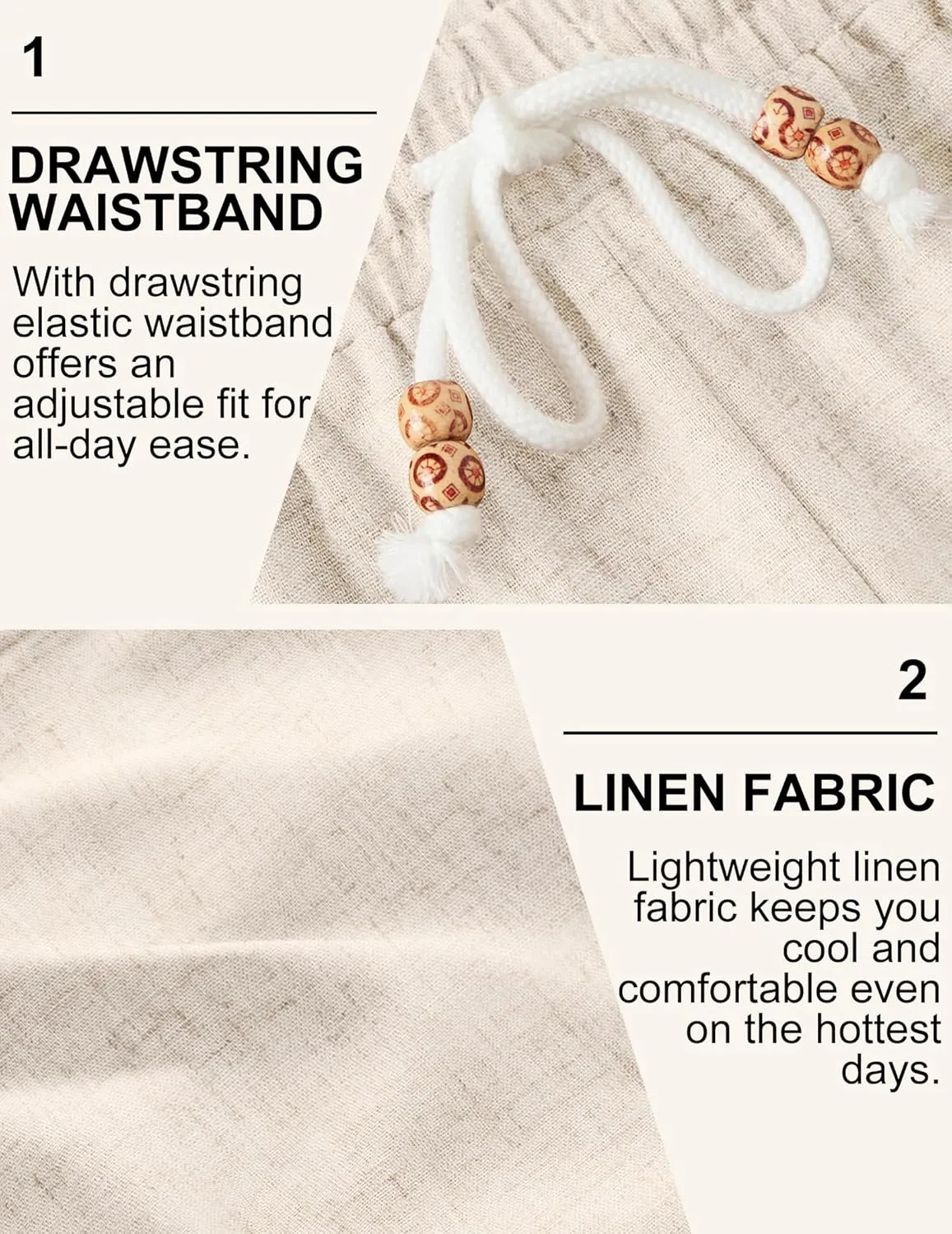 COOFANDY Mens Linen Shorts Casual Drawstring Elastic Waist Lightweight Summer Vacation Beach Shorts