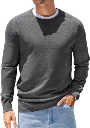 COOFANDY Mens Sweater Crewneck Pullover Long Sleeve Lightweight Sweater Plain Knit Silm Fit