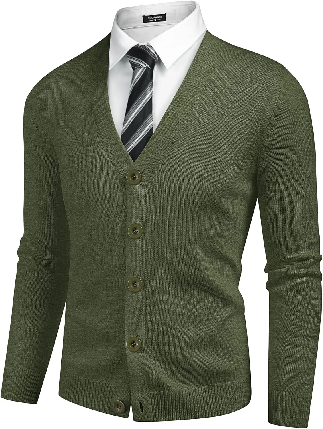COOFANDY Men's V Neck Cardigan Sweater Casual Lightweight Button Down Knitted Cardigan Sweater