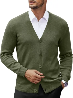 COOFANDY Men's V Neck Cardigan Sweater Casual Lightweight Button Down Knitted Cardigan Sweater