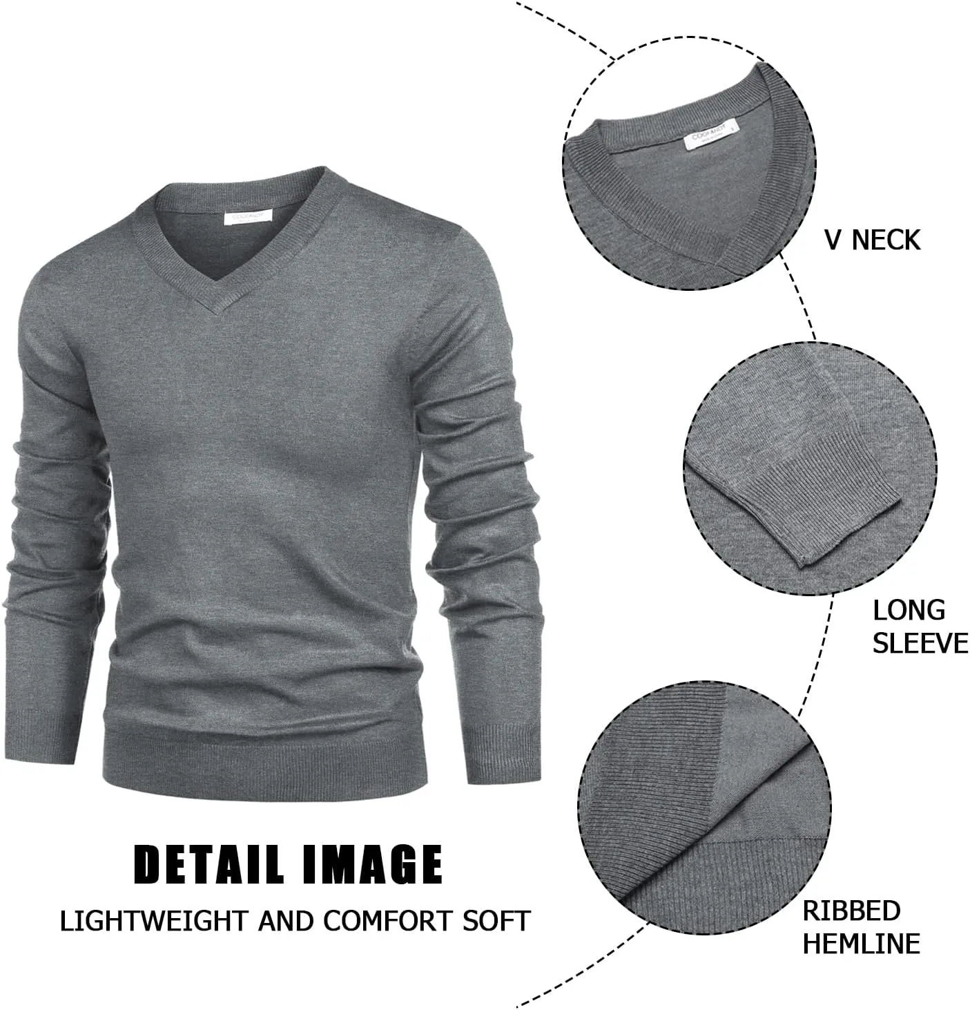 COOFANDY Mens V Neck Dress Sweater Long Sleeve Slim Fit Fashion Pullover Sweater