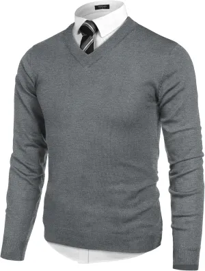COOFANDY Mens V Neck Dress Sweater Long Sleeve Slim Fit Fashion Pullover Sweater