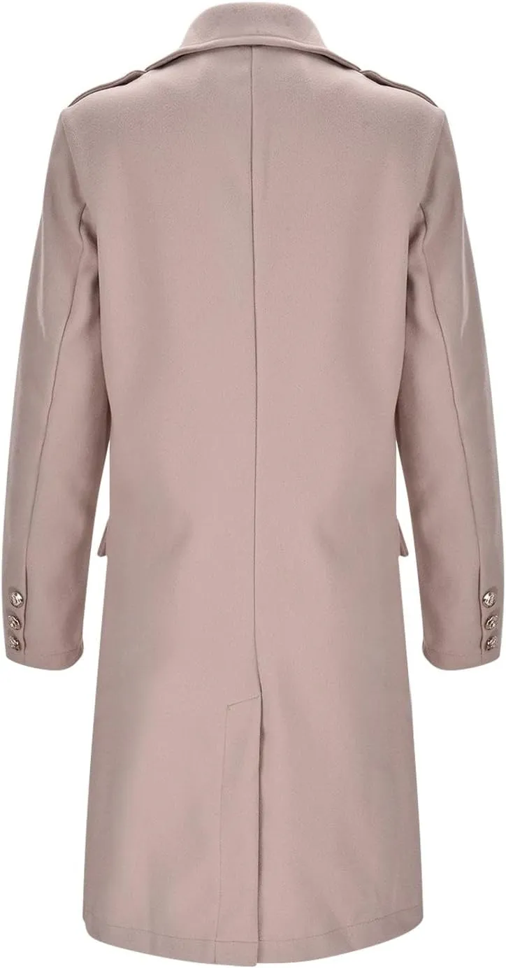cooki Trench Coat for Women 2023 Women's Wool Trench Coats Warm Winter Pea Coat Double Breasted Mid-Long Lapel Fleece Jackets