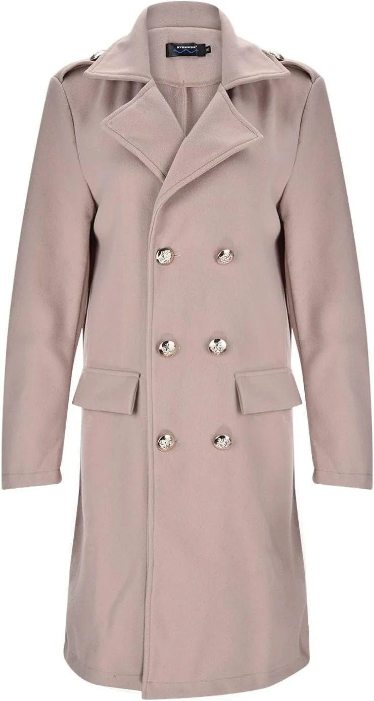 cooki Trench Coat for Women 2023 Women's Wool Trench Coats Warm Winter Pea Coat Double Breasted Mid-Long Lapel Fleece Jackets