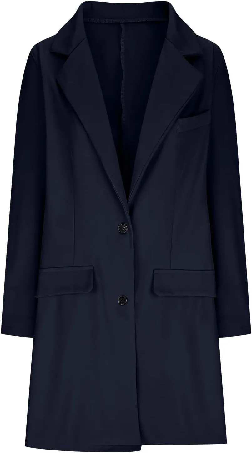 cooki Trench Coat for Women Casual Womens Winter Coats Lapel Cardigan Pea Coats Warm Overcoats Fall Long Blazer Jackets