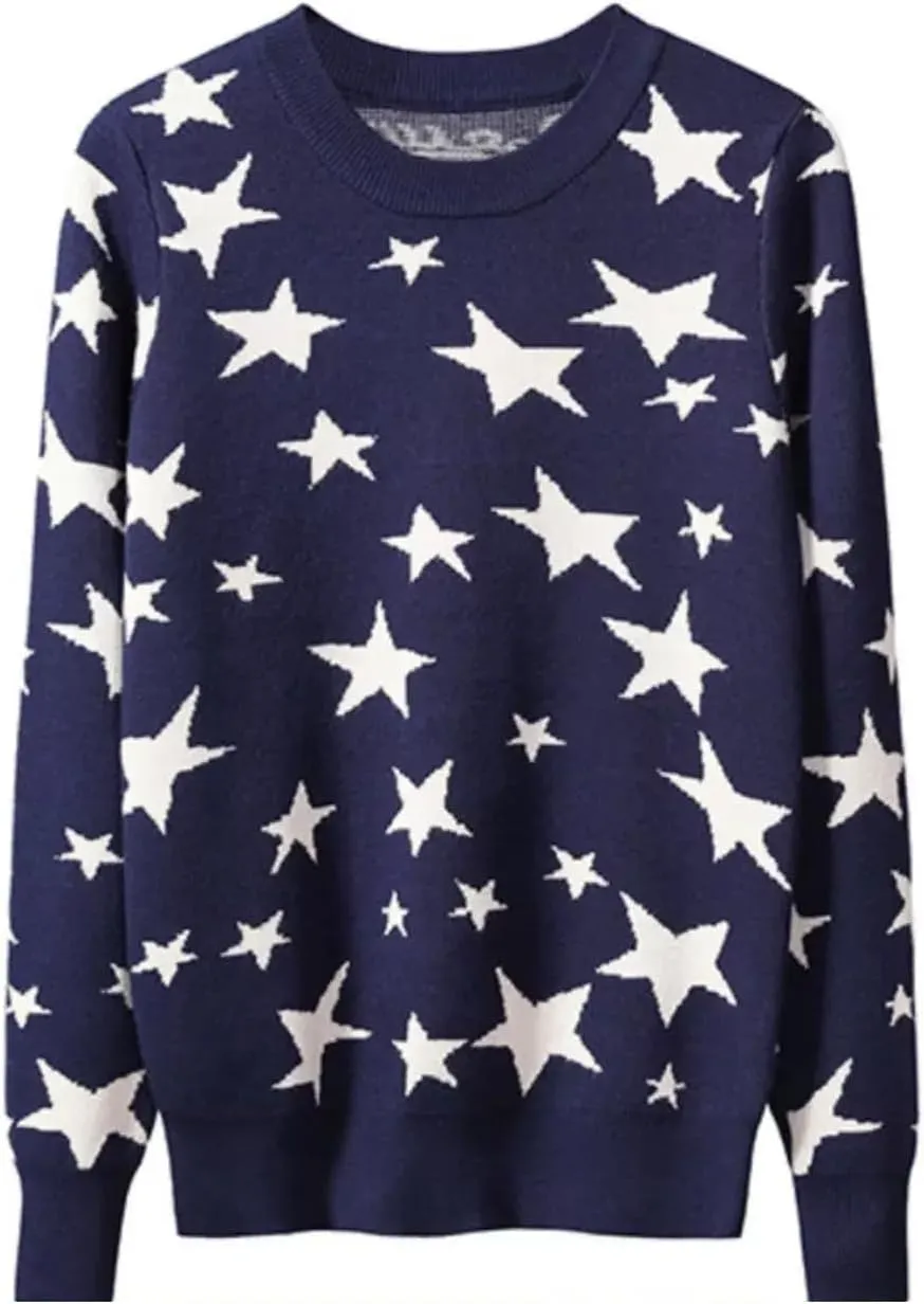 Coraline Sweater with Stars Women Blue Sweater Halloween Star Sweater Adult Costume Accessories Merchandise Merch
