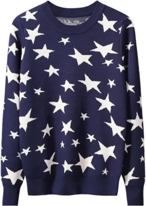 Coraline Sweater with Stars Women Blue Sweater Halloween Star Sweater Adult Costume Accessories Merchandise Merch