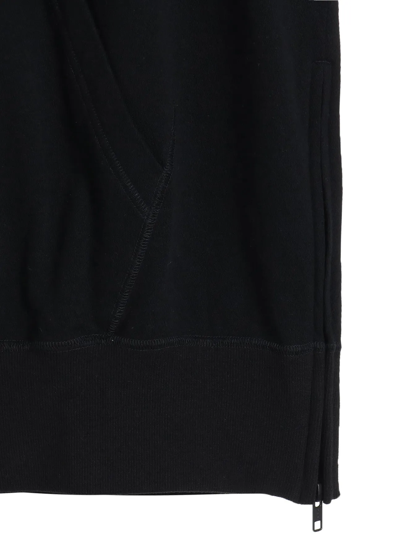 COTTON GAUZE SHORT-SLEEVED BIG HOODIE WITH SIDE ZIPPERS
