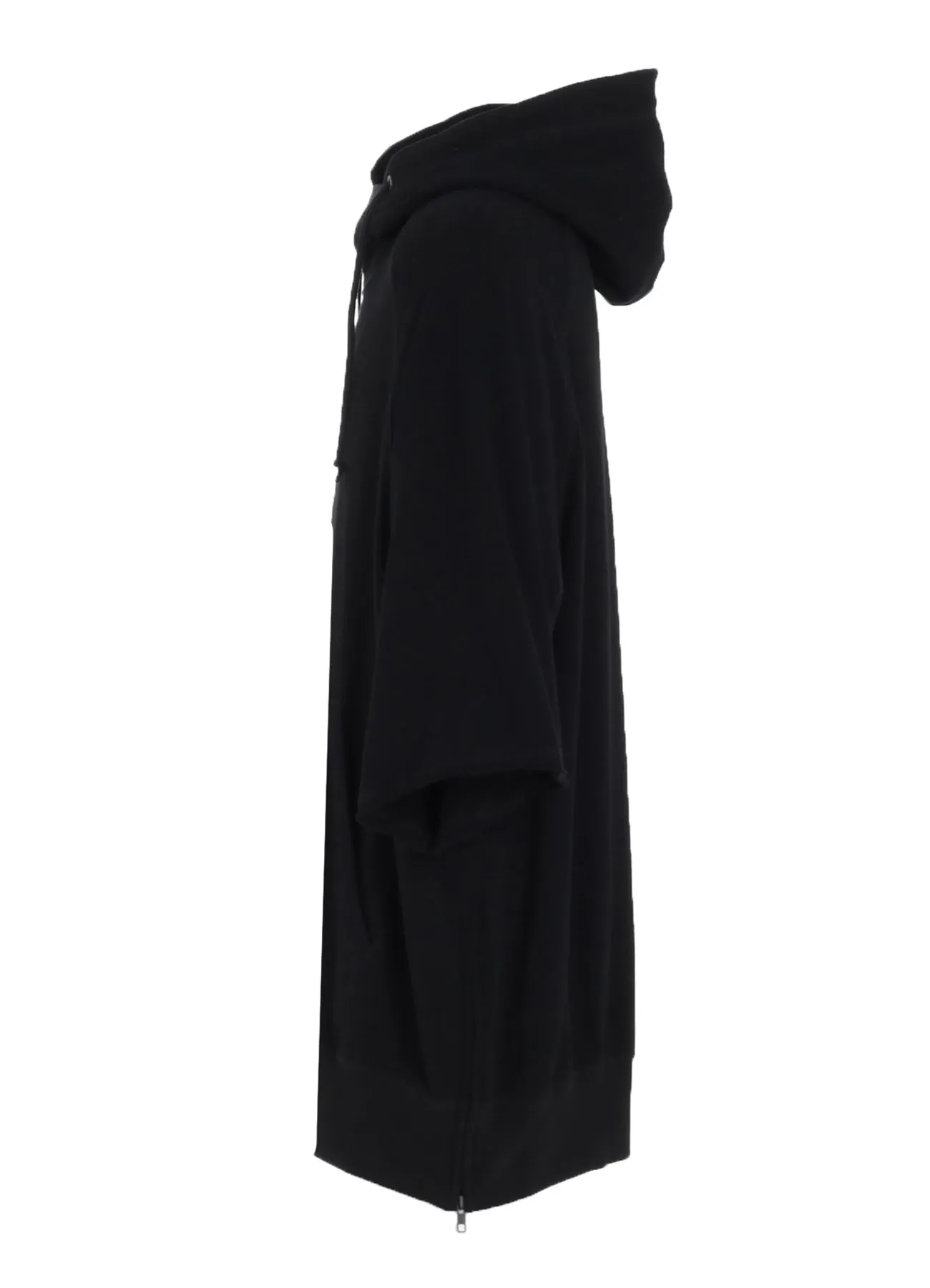COTTON GAUZE SHORT-SLEEVED BIG HOODIE WITH SIDE ZIPPERS