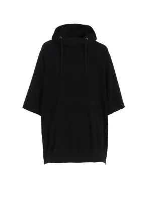 COTTON GAUZE SHORT-SLEEVED BIG HOODIE WITH SIDE ZIPPERS