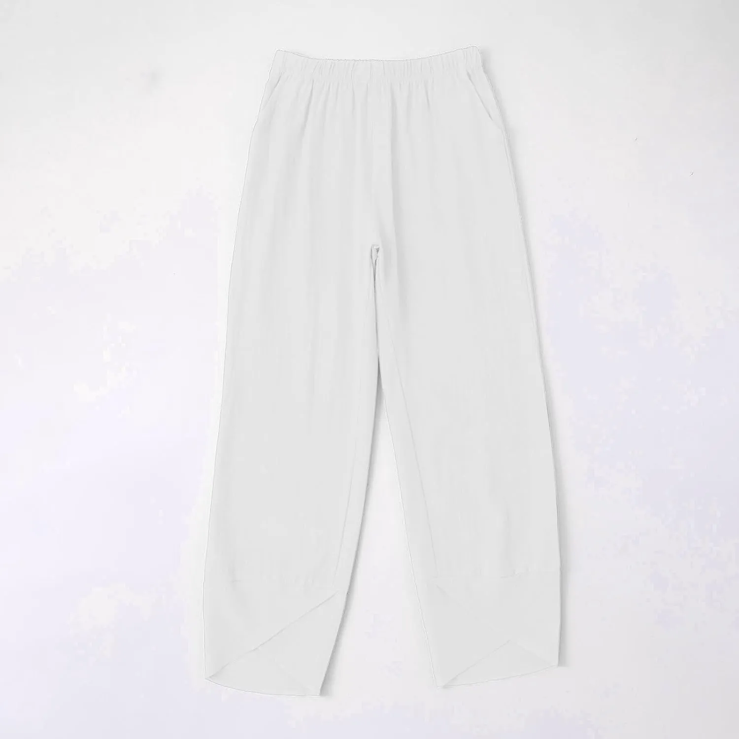Cotton Linen Pants Women Summer Plus Size Lightweight Lounge Pant Hight Waist Vacation Beach Trousers with Pockets