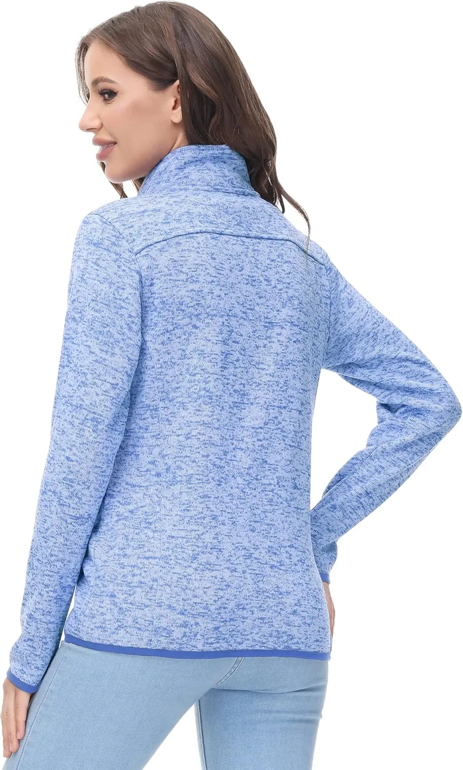 COZZIPLUS Women Zip Up Sweater Jacket with Fleece Interior, Warm Knitted Fleece Jacket with Pockets