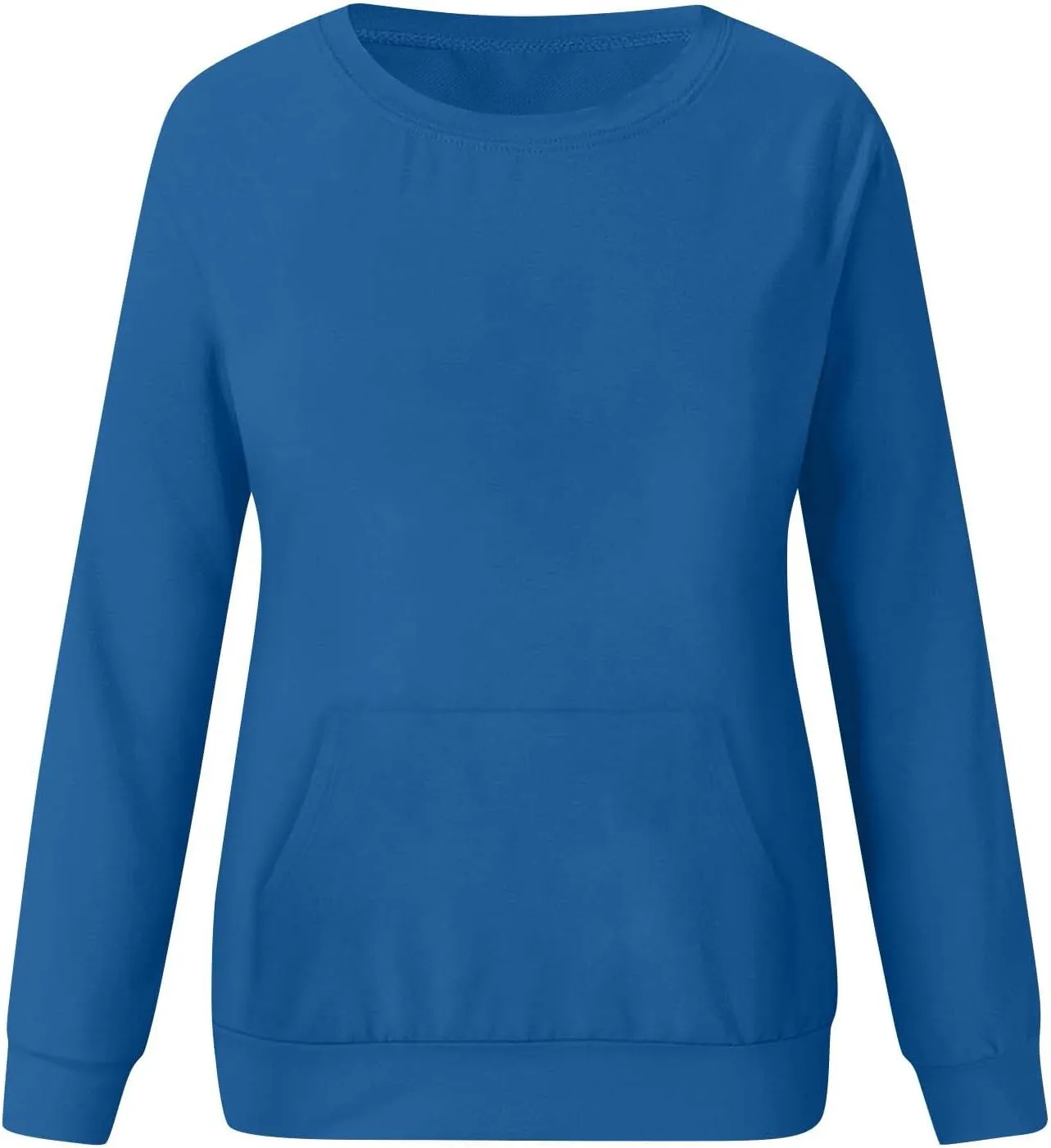 Crewneck Sweatshirts Women Fleece Sweatshirt with Pocket Long Sleeve Shirts Hoodies Pullover Cute Sweaters Tops