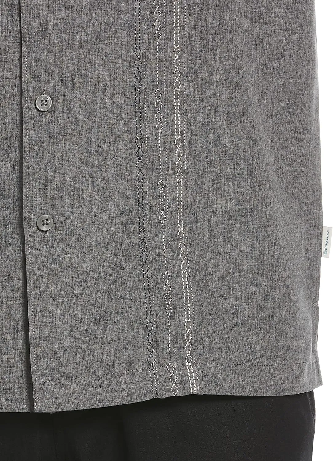 Cubavera Men's Embroidered Chambray Short Sleeve Button-Down Shirt, Wrinkle Resistant, Point Collar, Breathable Soft Fabric