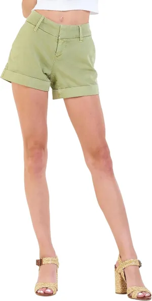 DEAR JOHN Hampton Shorts Women's Mid Rise Casual Classic Cuffed Folded Hem Womens Shorts