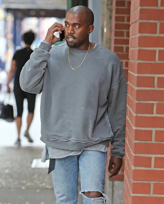 Distressed Double Layer Crewneck Washed Grey