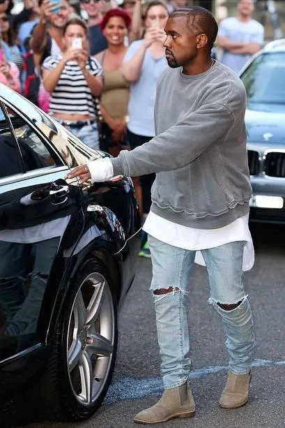 Distressed Double Layer Crewneck Washed Grey