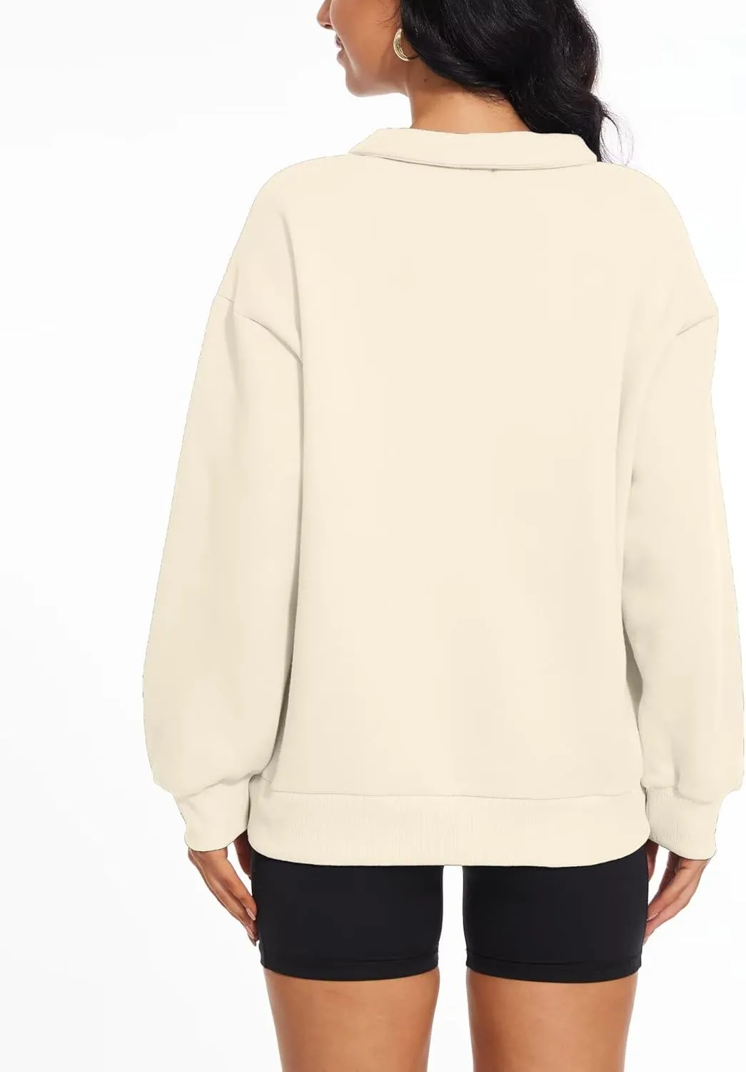 Dolpind Womens Oversized Half Sweater Long Sleeve Hoodie Unisex Pullover Sweater Shirt