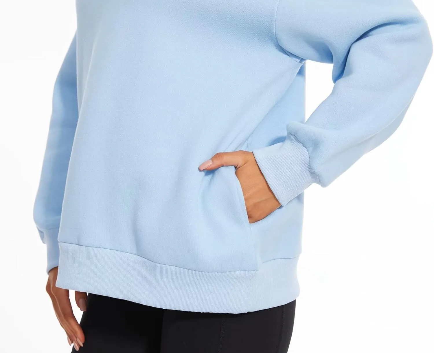 Dolpind Womens Oversized Half Sweater Long Sleeve Hoodie Unisex Pullover Sweater Shirt
