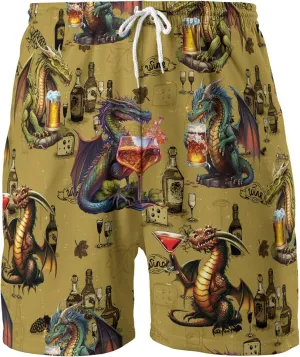 Dragons Mens Hawaiian Sport Shorts - Dragon Dice Hawaiian Shorts for Men - Casual Drawstring Beachwear Shorts Series 21