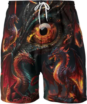 Dragons Mens Hawaiian Sport Shorts - Dragon Dice Hawaiian Shorts for Men - Casual Drawstring Beachwear Shorts Series 21