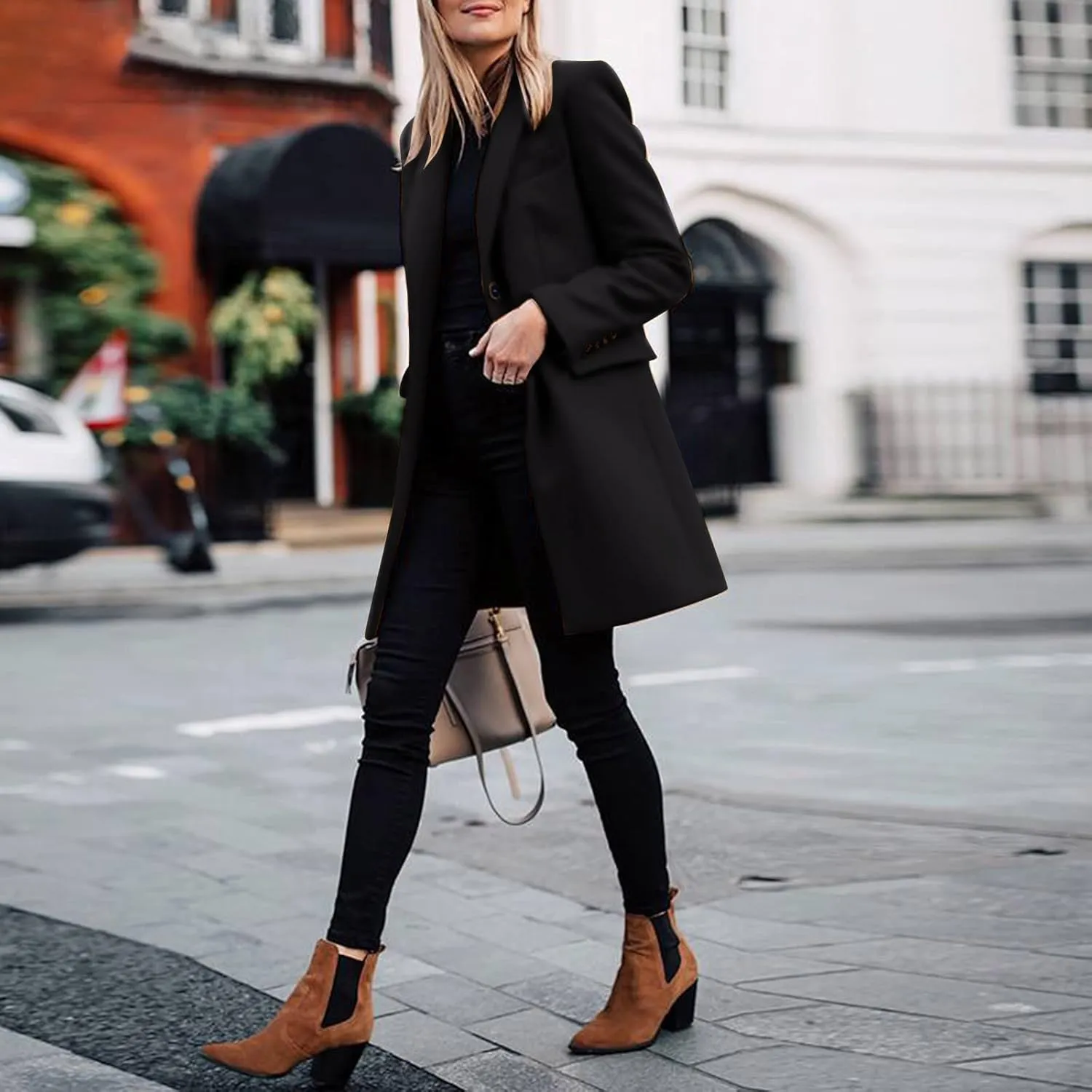 Eduavar Jackets for Women Casual Trench Coat Women Wool Plus Size Long Sleeve Button Down Ligthweight Outwear with Pockets