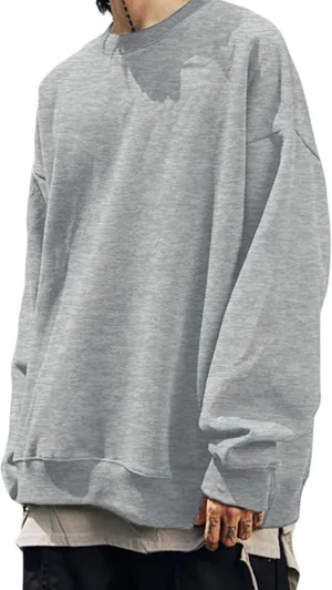 EMMIOL Men's Crewneck Sweatshirt Long Sleeve Hip Hop Fleece Pullover Vintage Sweatshirt Street Fashion Sweatshirts
