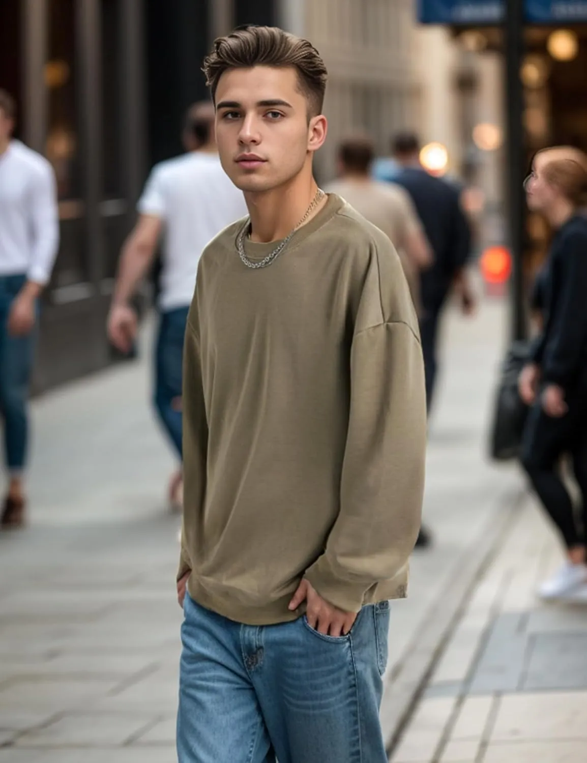 EMMIOL Men's Crewneck Sweatshirt Long Sleeve Hip Hop Fleece Pullover Vintage Sweatshirt Street Fashion Sweatshirts