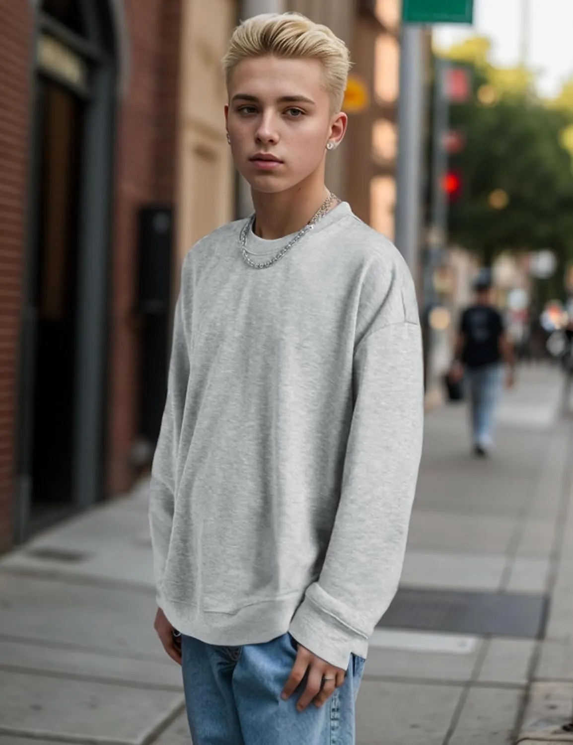 EMMIOL Men's Crewneck Sweatshirt Long Sleeve Hip Hop Fleece Pullover Vintage Sweatshirt Street Fashion Sweatshirts