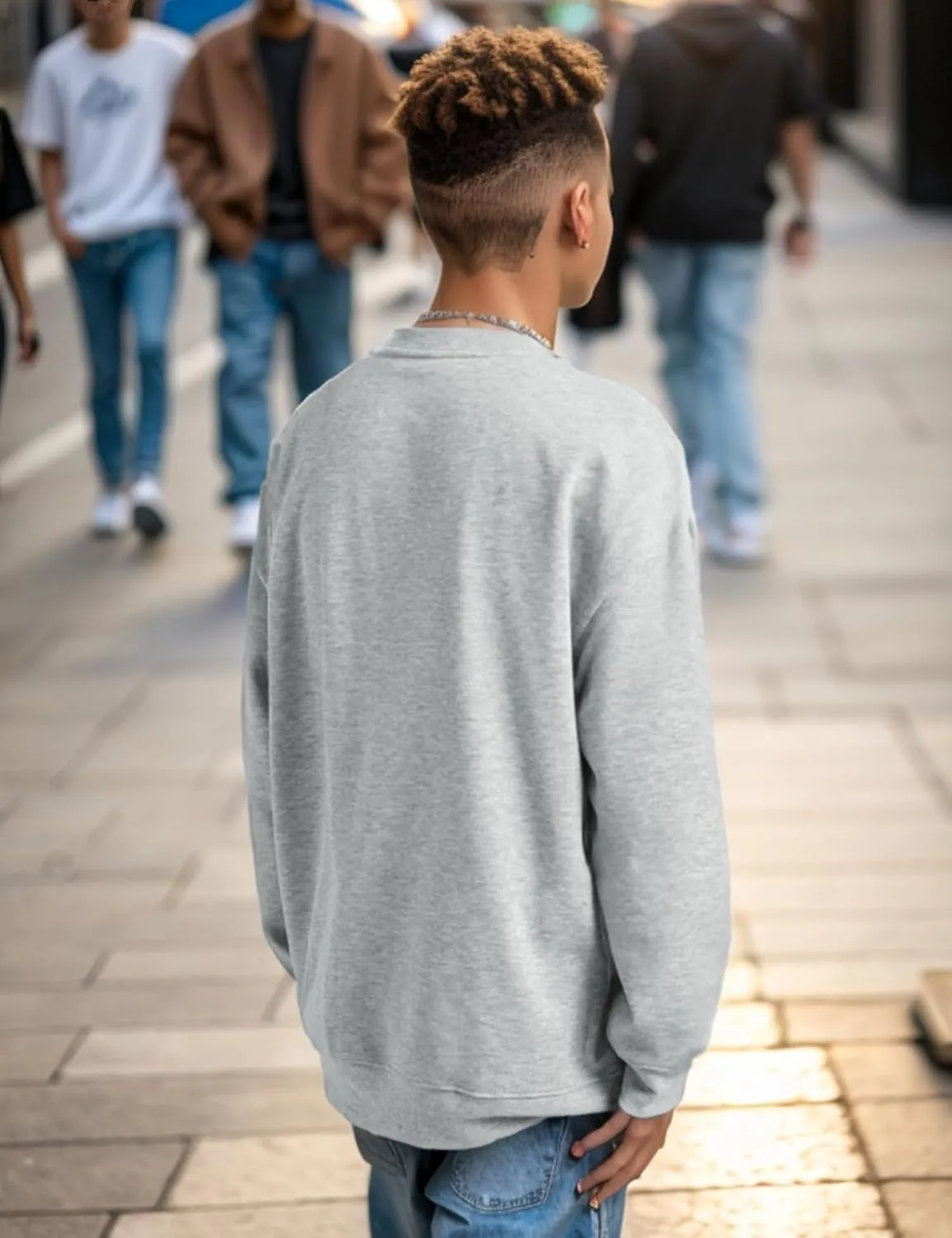 EMMIOL Men's Crewneck Sweatshirt Long Sleeve Hip Hop Fleece Pullover Vintage Sweatshirt Street Fashion Sweatshirts