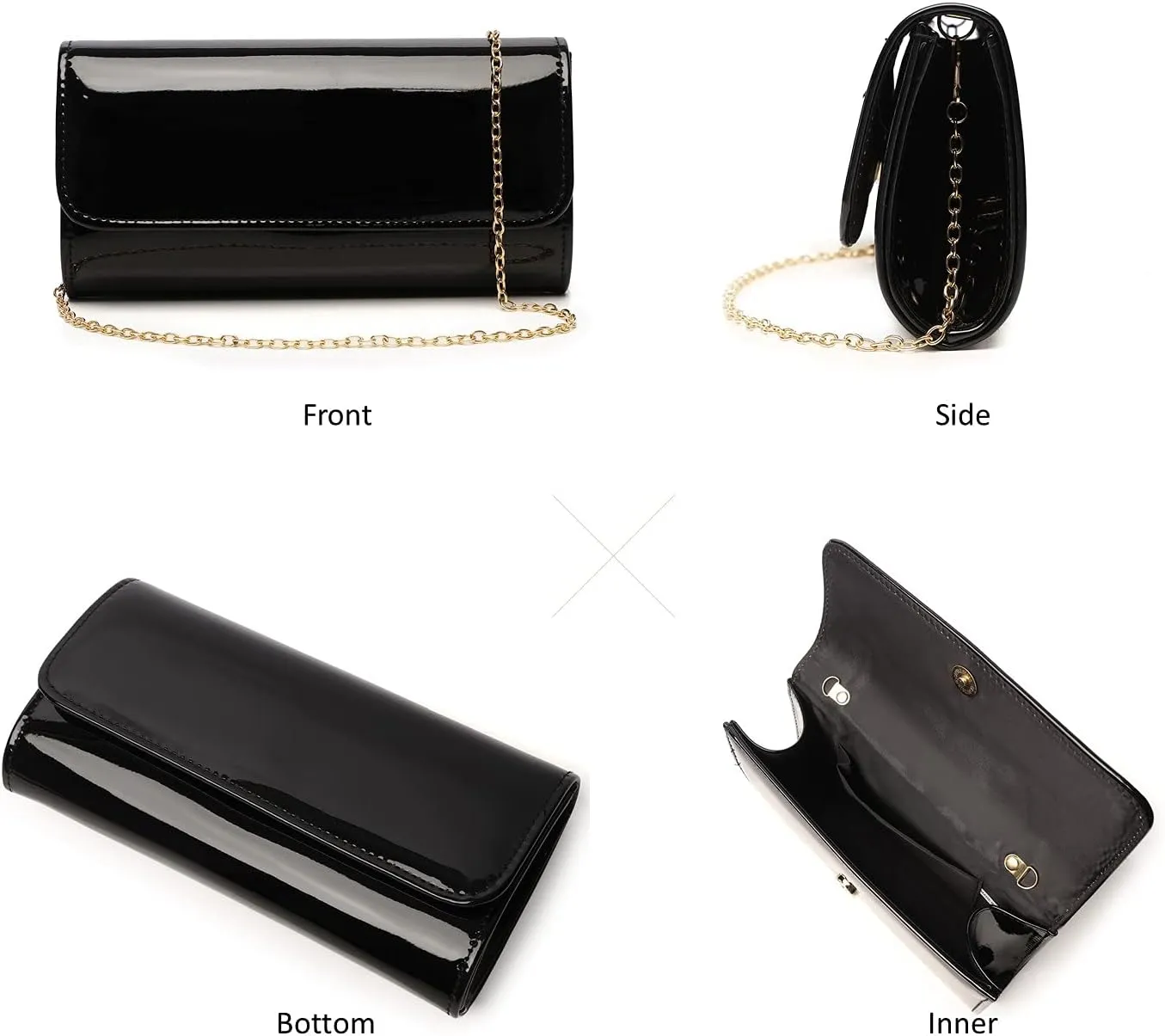 Envelope Clutch Evening Bag for Women Genuine Leather for Wedding Party and Formal Events