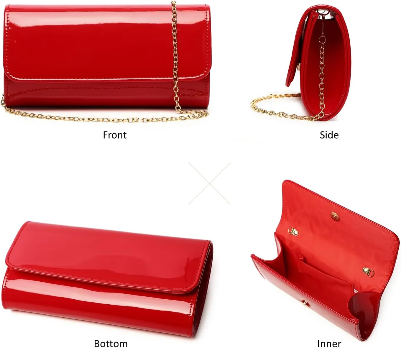 Envelope Clutch Evening Bag for Women Genuine Leather for Wedding Party and Formal Events