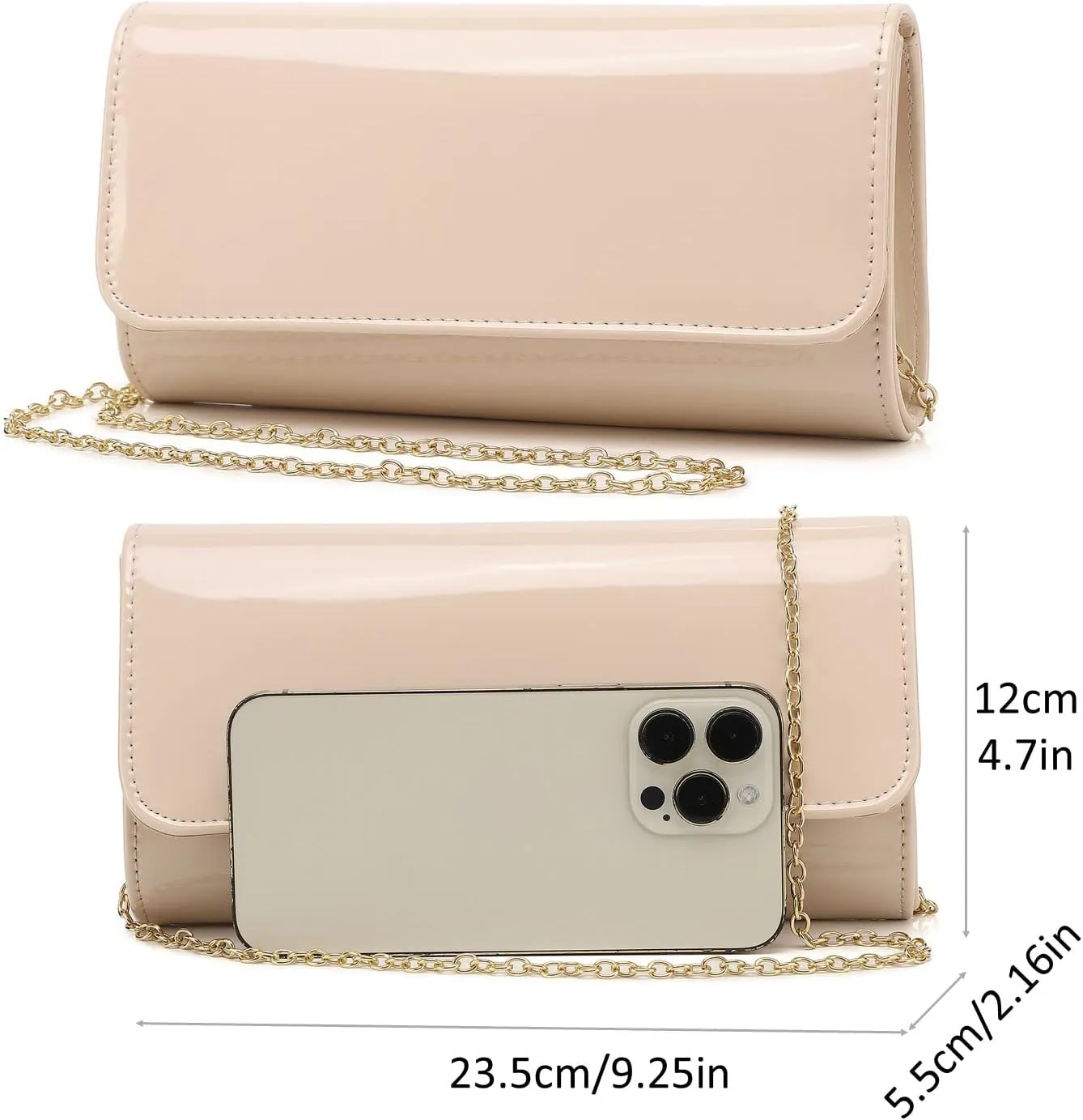 Envelope Clutch Evening Bag for Women Genuine Leather for Wedding Party and Formal Events