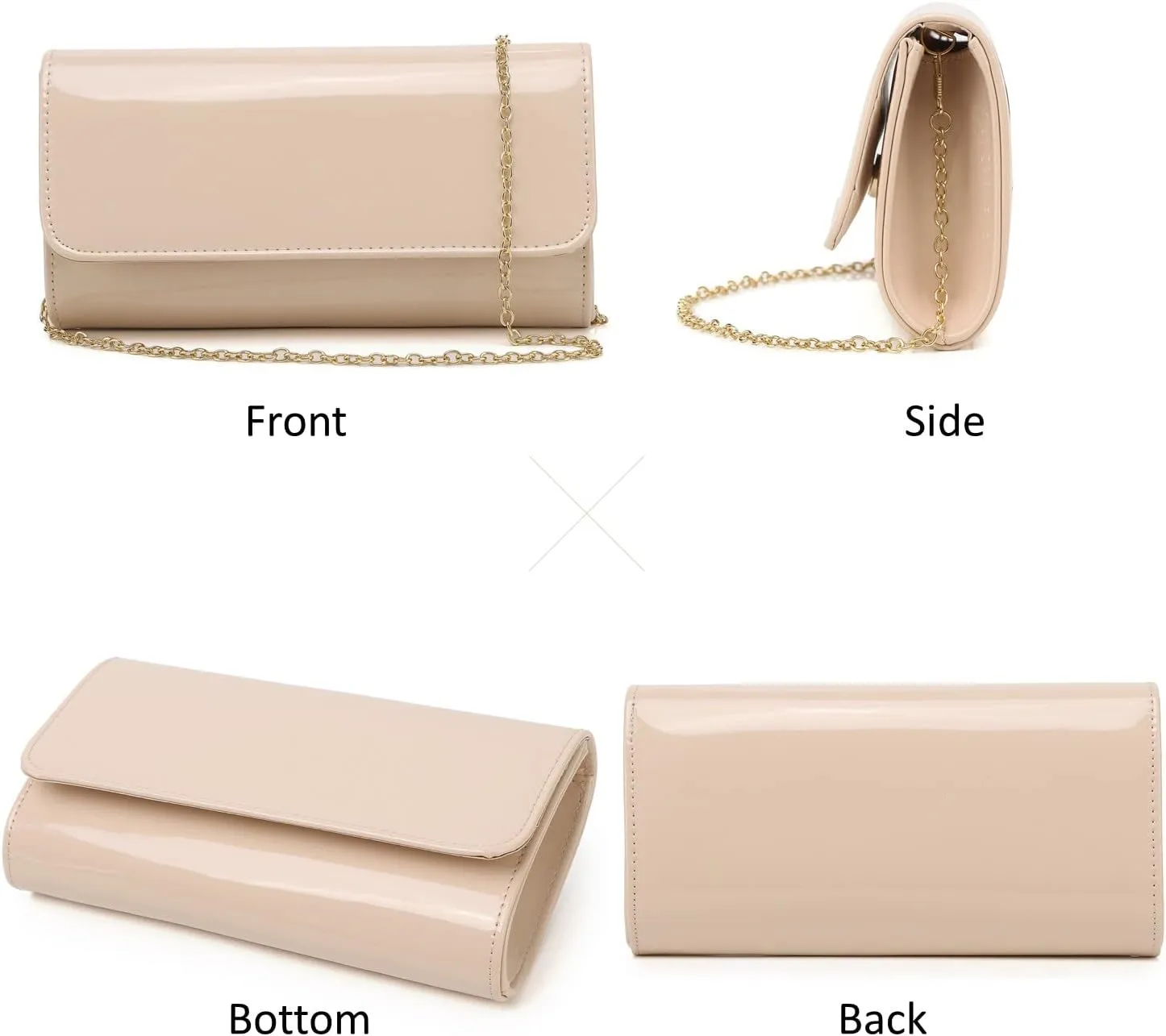 Envelope Clutch Evening Bag for Women Genuine Leather for Wedding Party and Formal Events