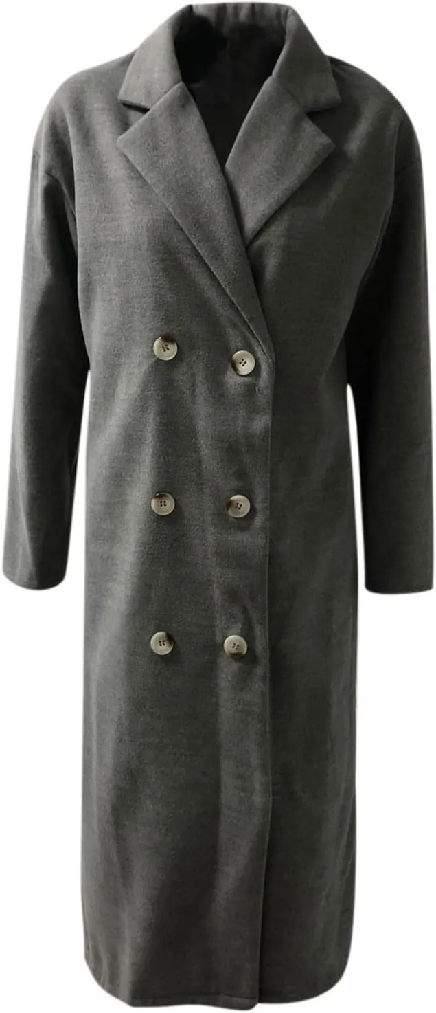 Fall Coats for Women 2024 Winter Peacoat Casual Double Breasted Wool Coat Fashion Elegant Notch Lapel Trench Coats