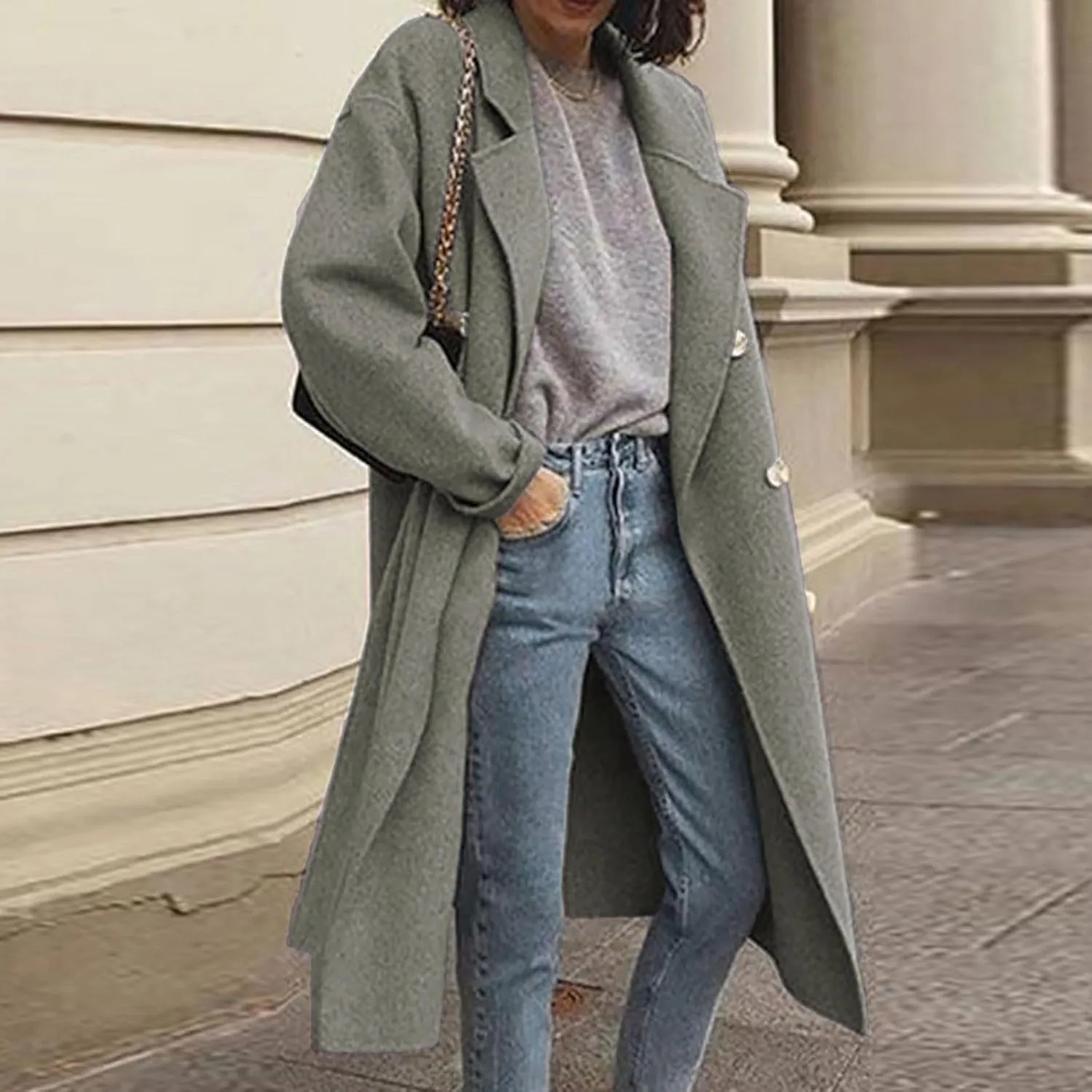 Fall Coats for Women 2024 Winter Peacoat Casual Double Breasted Wool Coat Fashion Elegant Notch Lapel Trench Coats