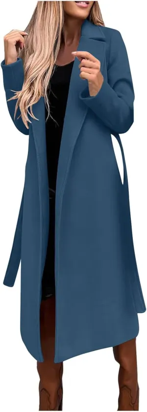 Fall Coats for Women 2024 Winter Peacoat Casual Double Breasted Wool Coat Fashion Elegant Notch Lapel Trench Coats