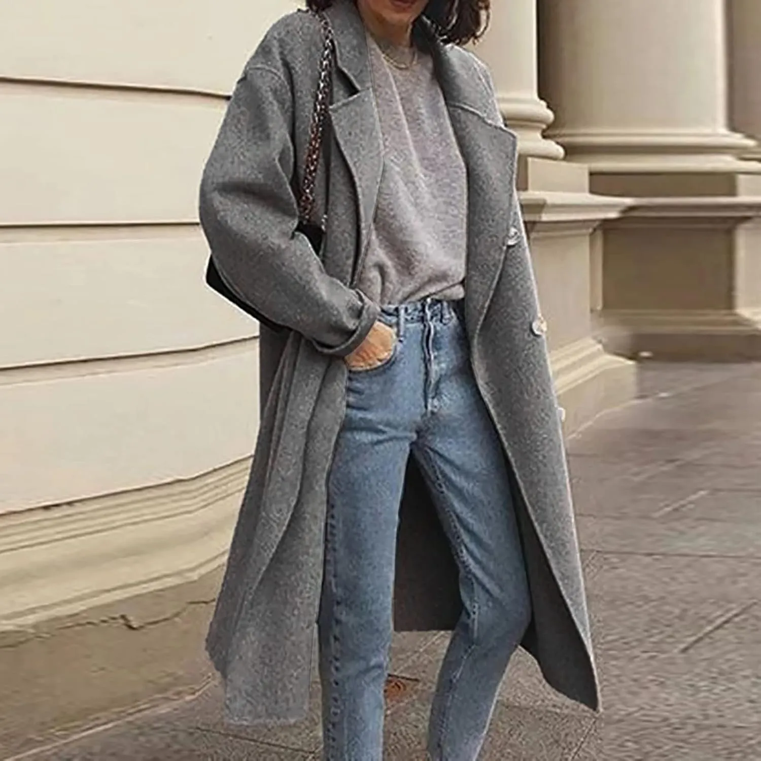 Fall Coats for Women 2024 Winter Peacoat Casual Double Breasted Wool Coat Fashion Elegant Notch Lapel Trench Coats