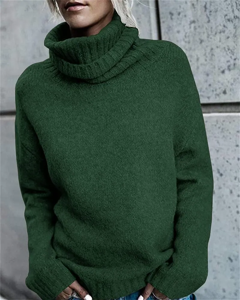 FISACE Womens Oversized Turtleneck Pullover Sweater Cable Knit Long Sleeve Sweater Tops