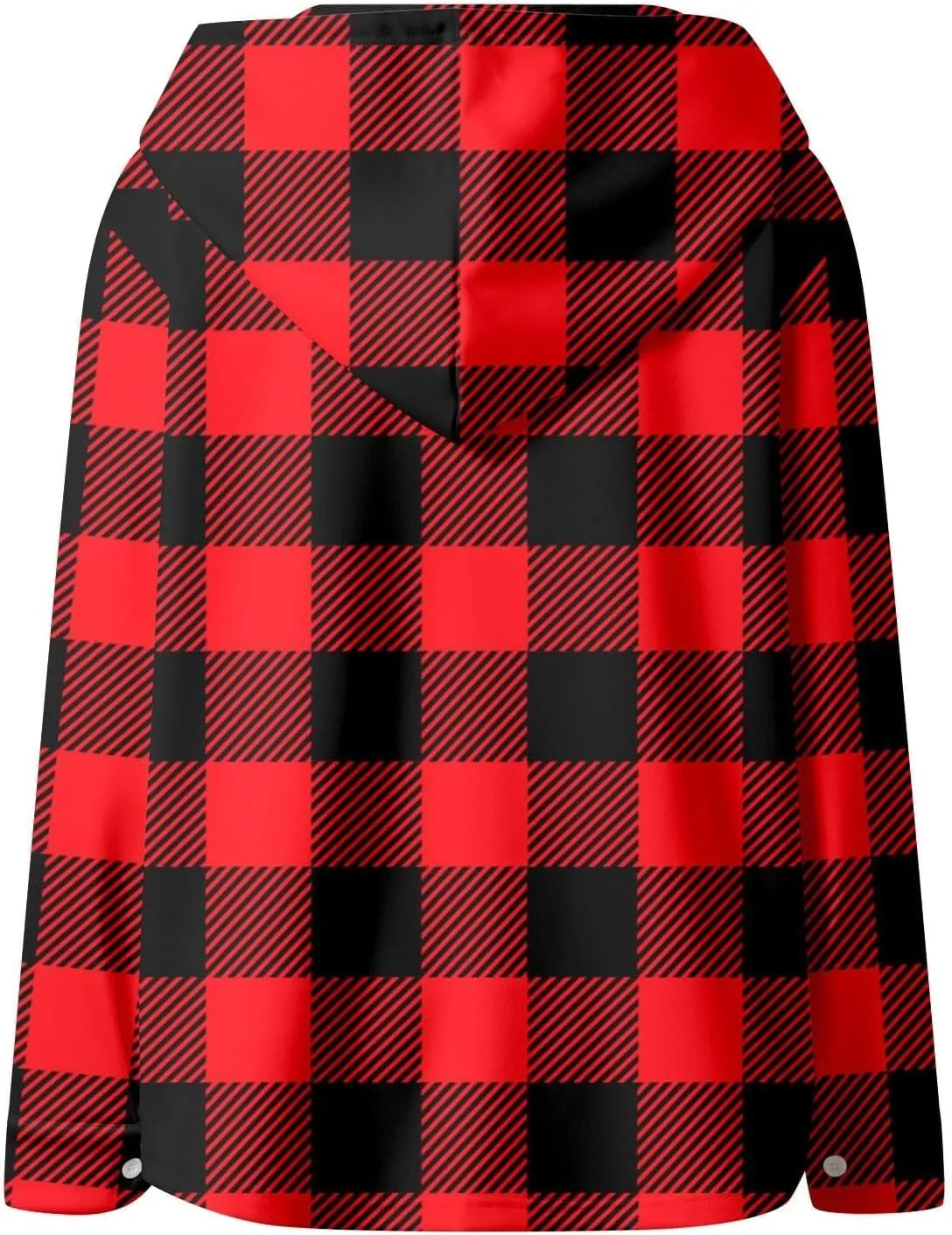 Fleece Hoodies For Women Warm Print Sweatshirt Button Lined Drawstring Hooded Jacket Coat
