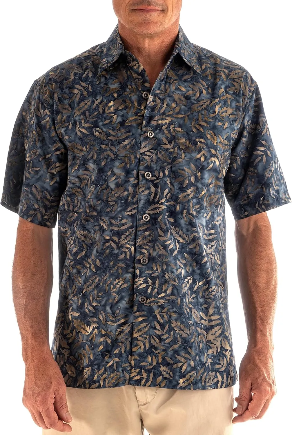 Floating Leaves Tropical Cotton Batik Shirt